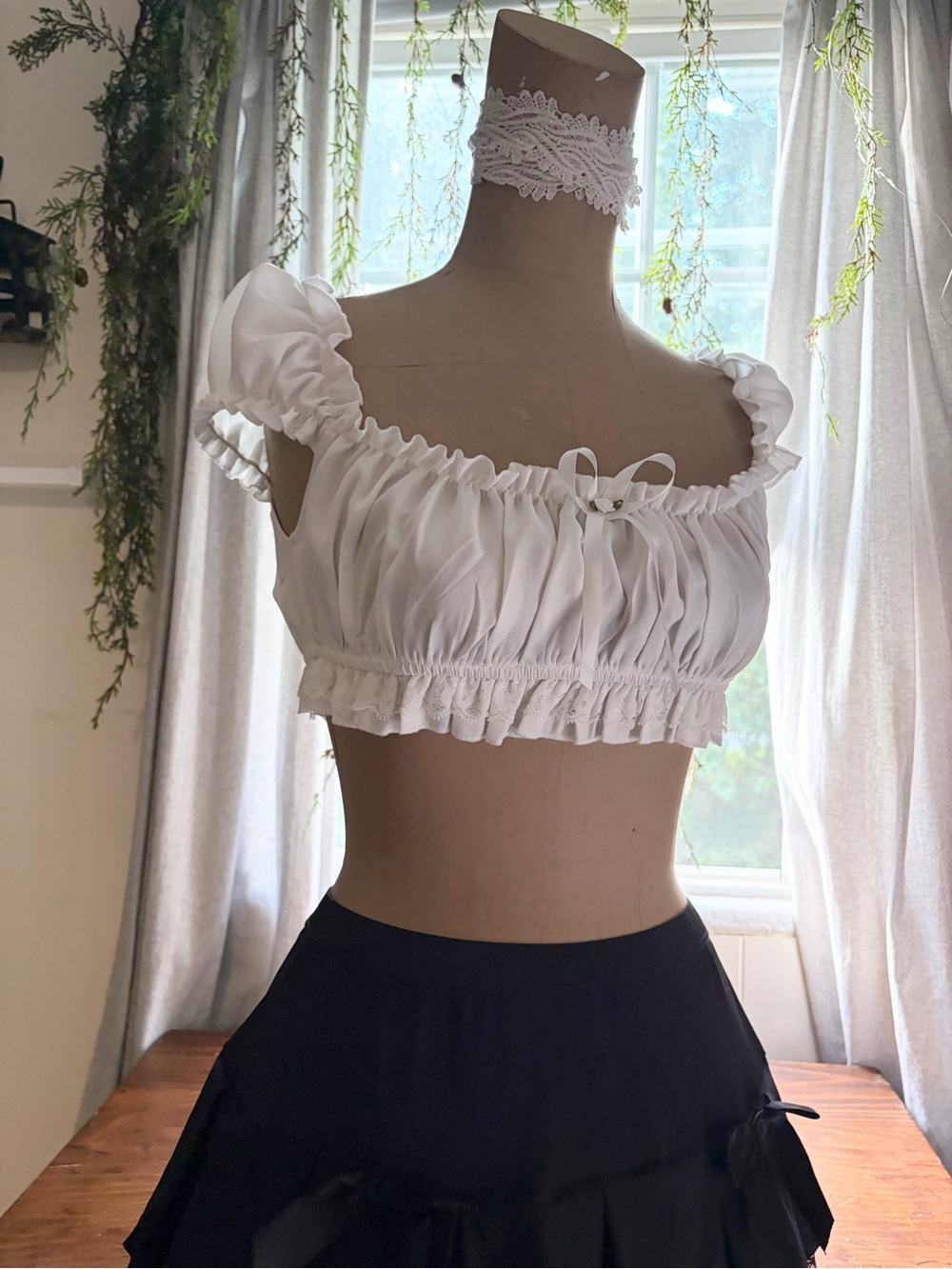 White Ruffled Crop Top - Picture 9 of 10